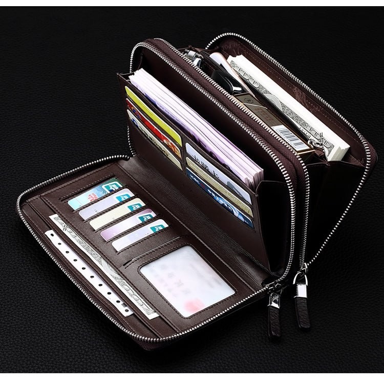 Ví da nam cao cấp williampolo - ví đứng cầm tay - Bóp nam , bóp da nam Full hộp đựng cao cấp - POLO163