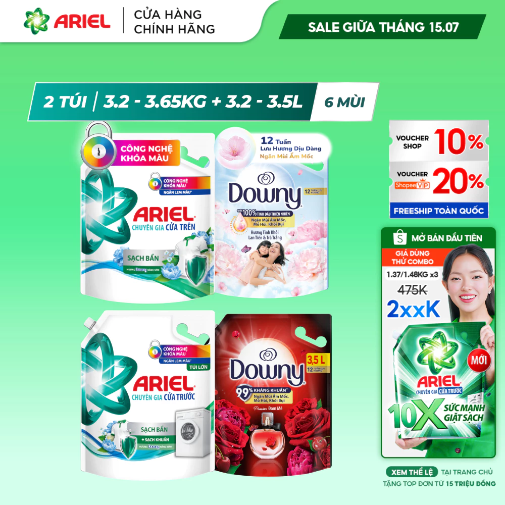 COMBO Nước Giặt ARIEL Cửa Trên 4.1kg
