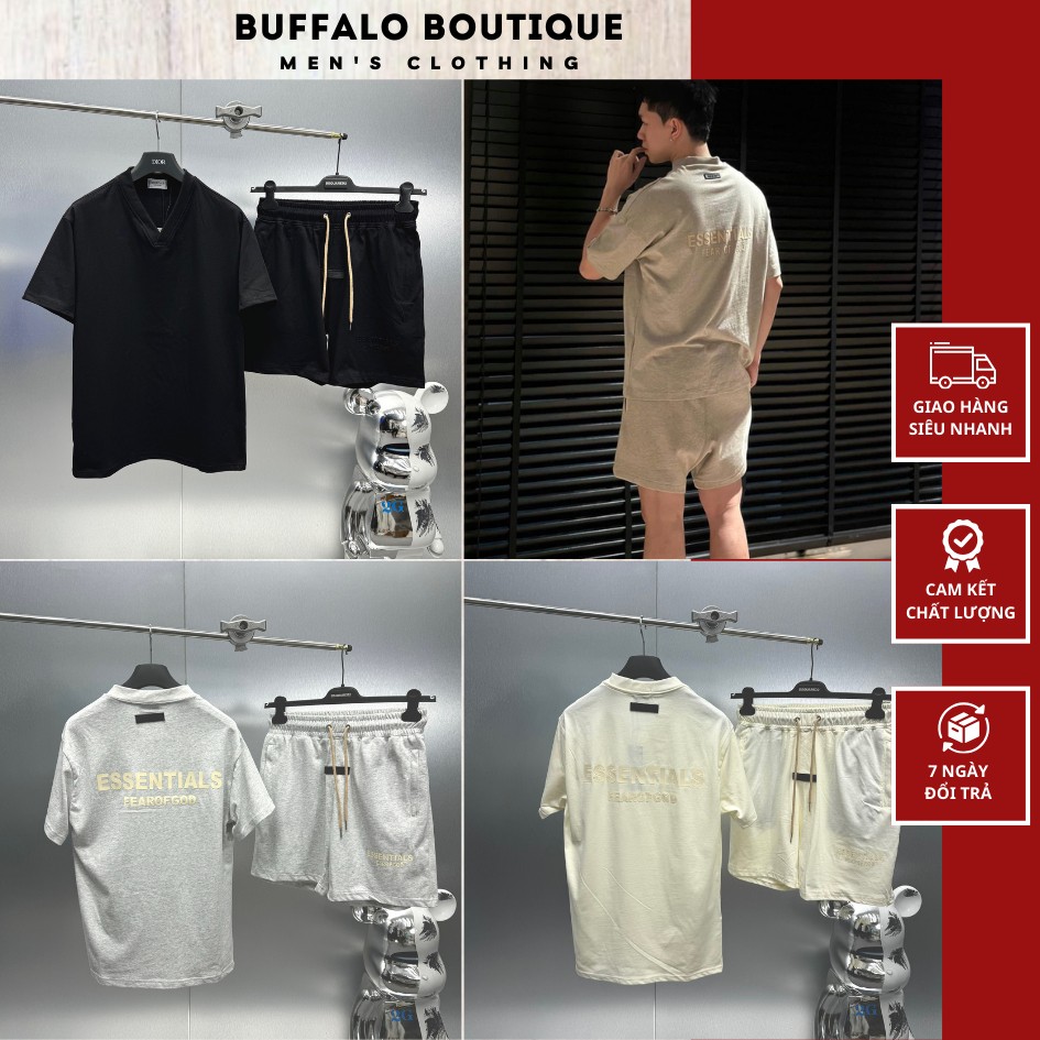 Bộ Quần Áo Nam Ét Sen Sồ In Logo Sau Áo Siêu Đẹp - Bộ Quần Áo Cộc Nam Ét Sen Sồ Hình In SIêu Nét