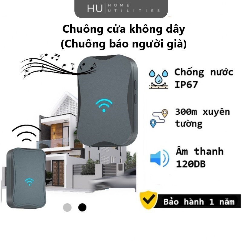 Chuông cửa không dây Home Utilities A20 khoảng cách 300m xuyên tường, chống nước, tín hiệu cực nhạy
