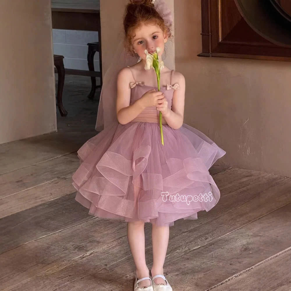 Đầm váy công chúa cho bé gái Tutupetti voan xòe bồng bềnh đính nơ đáng yêu