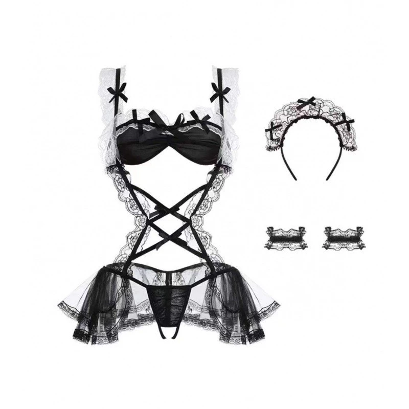 Bộ Ngủ Hầu Gái Viền Trắng Gợi Cảm JS01, Đồ Ngủ Nữ Cosplay Cô Hầu Bàn Cám Dỗ Xinh Đẹp JS01