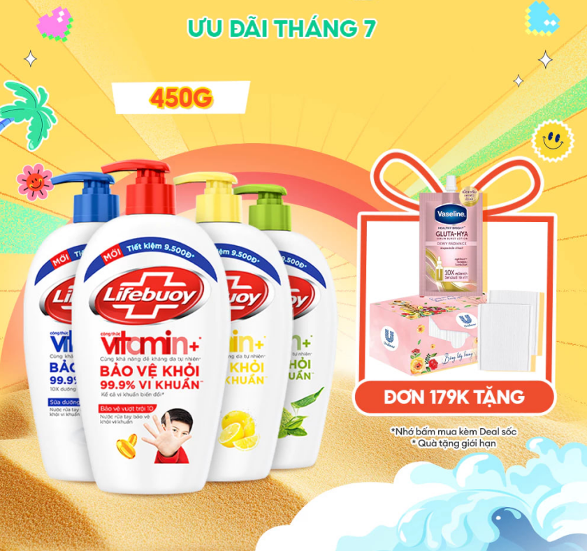 Nước Rửa Tay Lifebuoy Bảo Vệ Khỏi 99.9% Vi Khuẩn Gây Bệnh Hỗ Trợ Cùng Đề Kháng Da Tự Nhiên 450G/ Phiên bản Tết 499g