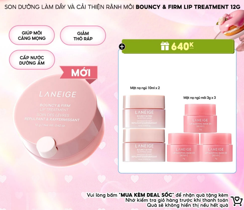 [MỚI] Son Dưỡng Môi Căng Mọng Tăng Cường Collagen Laneige Bouncy & Firm Lip Treatment 12g