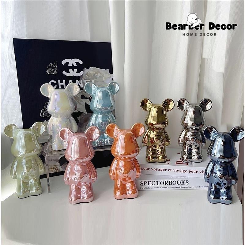 Gấu BearBrick Mini Decor, Mô Hình Tượng Gấu Cute Mạ Điện Màu Bạc - Decor trang trí nhà cửa, tủ kệ, quà tặng ý nghĩa