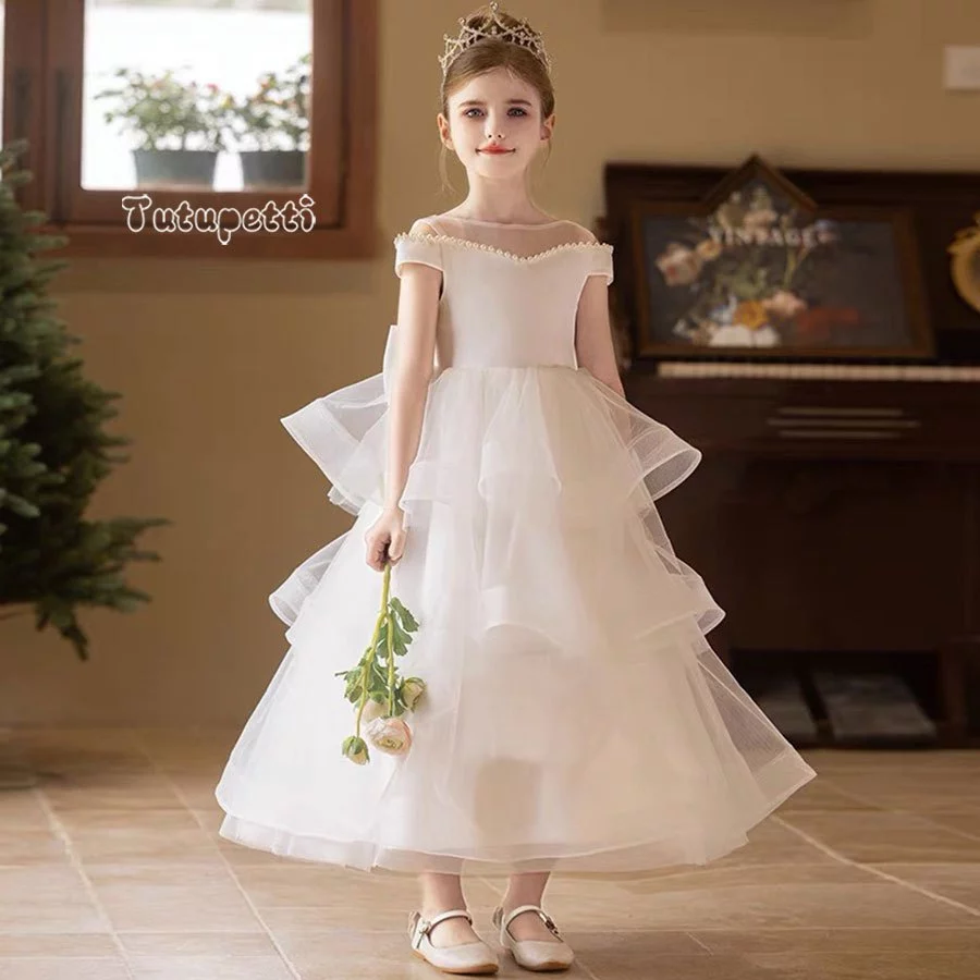 Đầm dạ hội tầng mây bồng bềnh ivory belle trắng ngà xòe phồng 3d cho bé gái dự tiệc Tutupetti