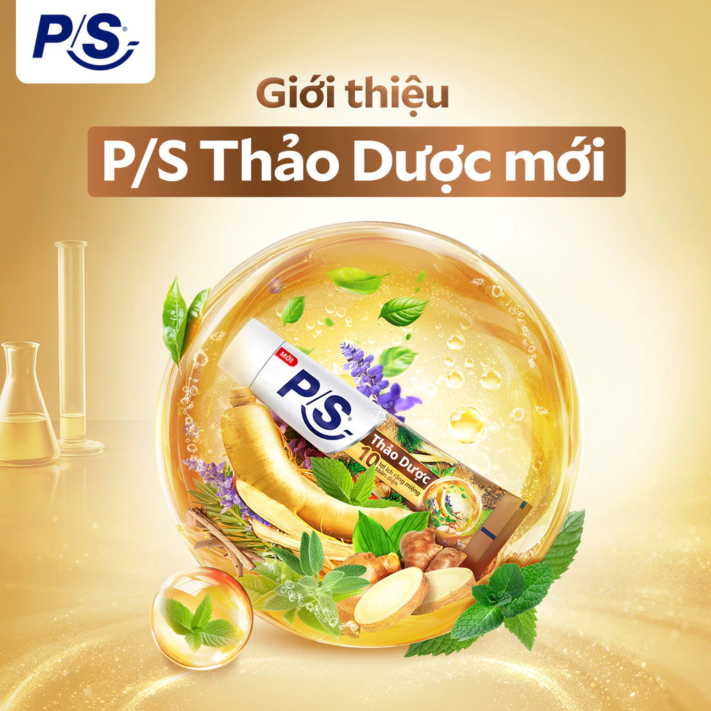 Kem đánh răng P/S Thảo Dược 100g/150g, cho 10 lợi ích toàn diện, như giảm ê buốt, trắng răng, hơi thở thơm mát