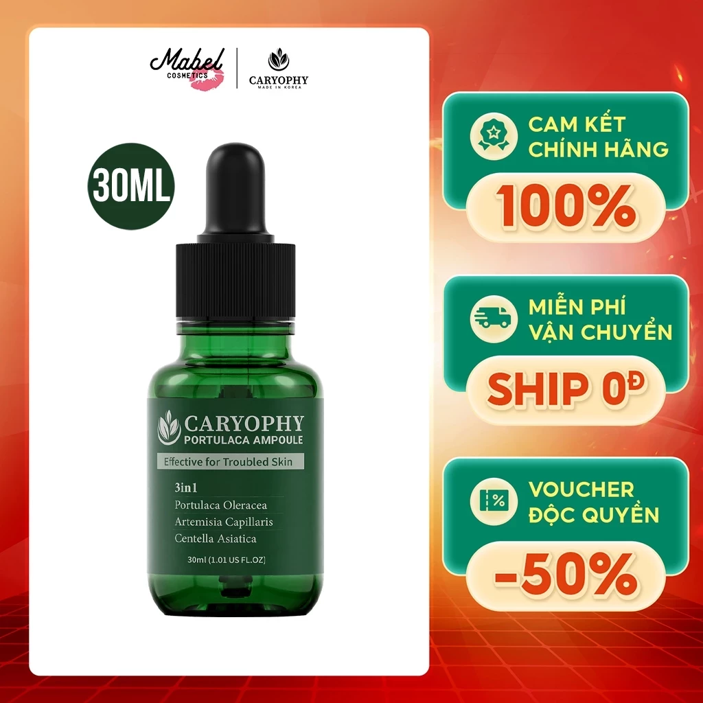 Serum rau má giảm mụn mờ thâm Caryophy Portulaca Ampoule 30ml