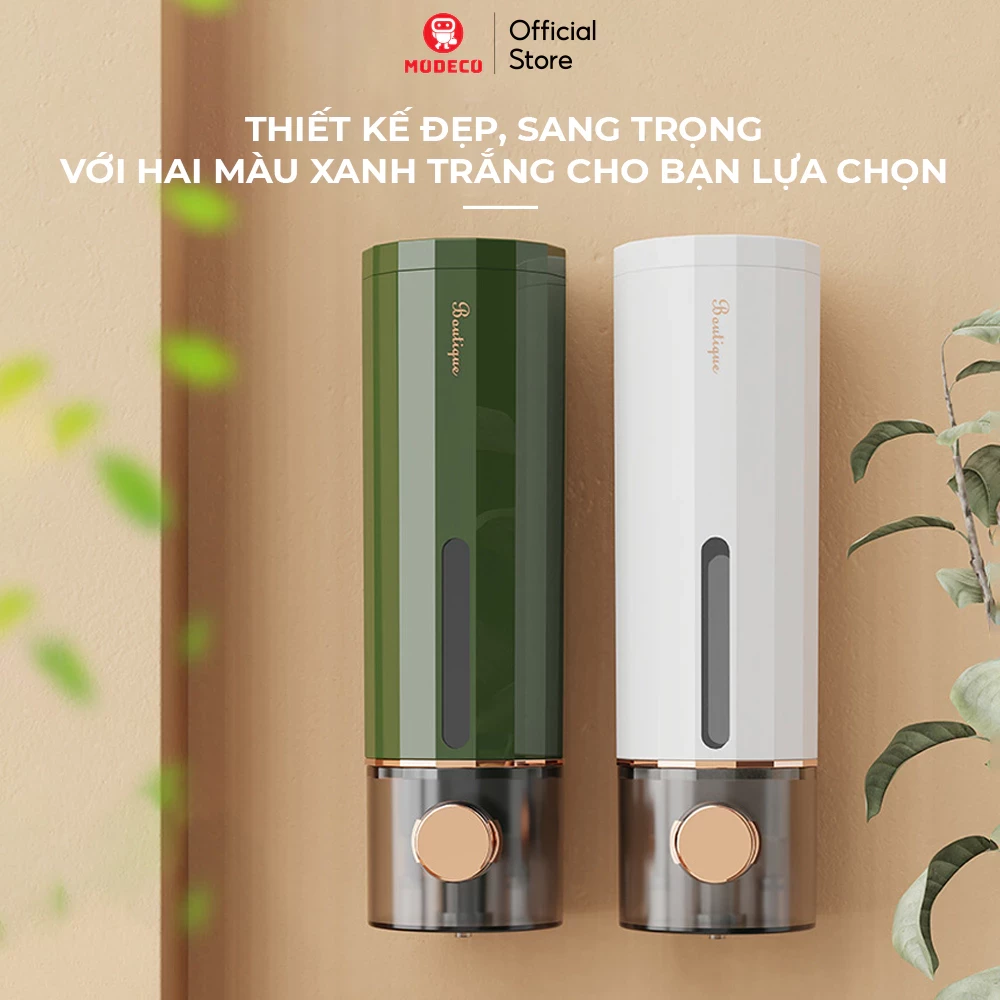 Hộp Đựng Sữa Tắm Dầu Gội Gắn Tường Cao Cấp Modeco - Chai Đựng Nước Rửa Tay 450ml, Nhựa ABS Rất Bền - Không Cần Khoan Đục