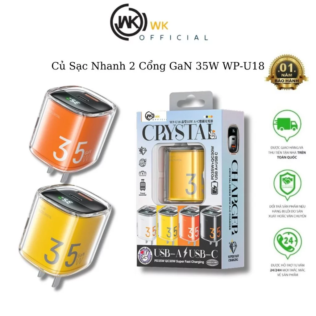 CỦ SẠC NHANH HIỂN THỊ DÒNG ĐIỆN , WP-U18 , 35W