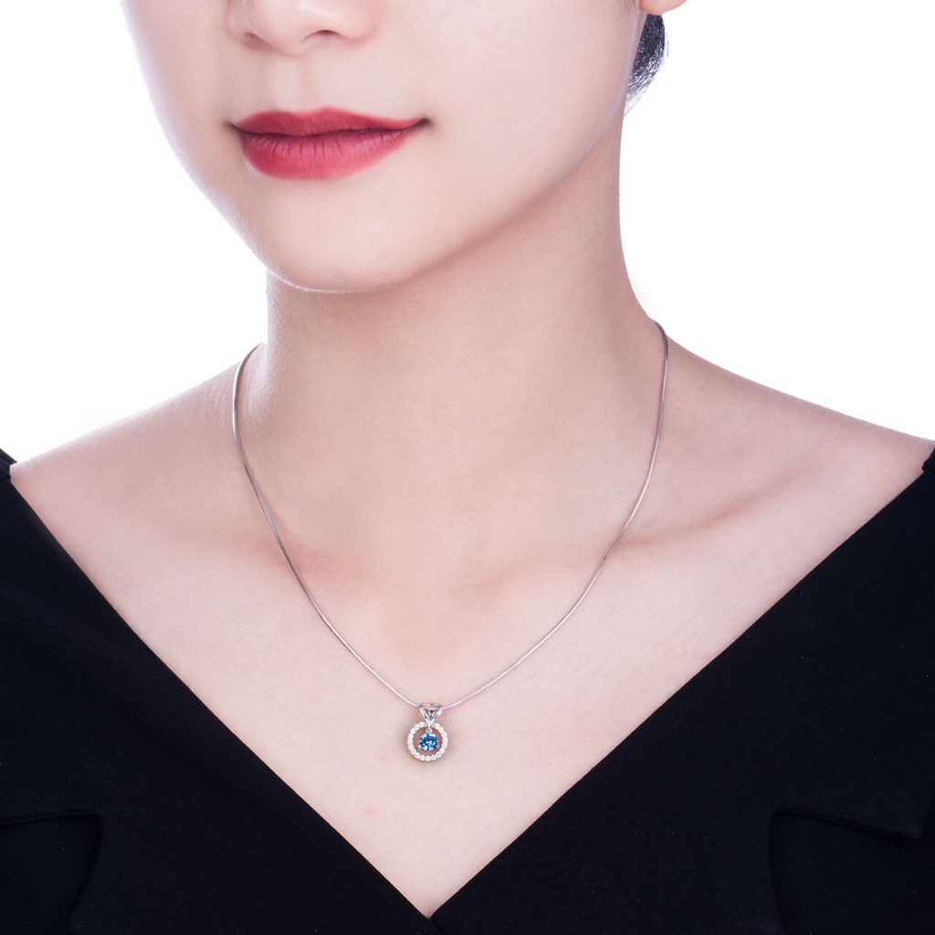 Mặt dây chuyền Bạc đính đá Sythentic PNJSilver