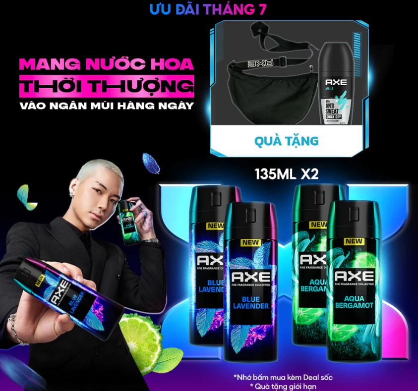 Combo 2 Xịt thơm nước hoa cao cấp AXE 135ml, Fine Fragrance mist lưu hương tinh tế và khử mùi lên tới 72h