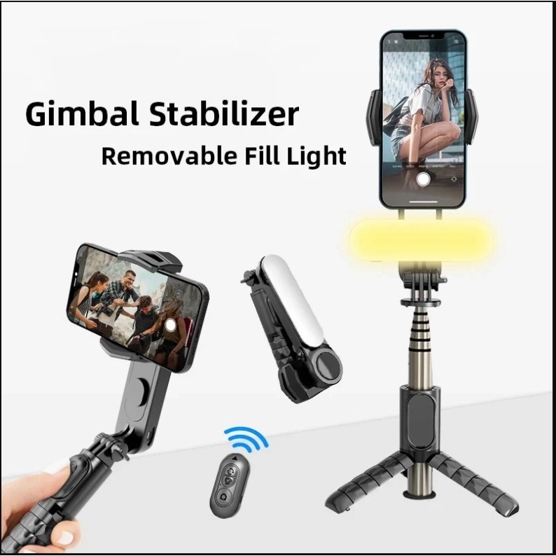 Gimbal Q18 - Gymbal điện thoại quay phim chống rung hỗ trợ quay phim, chụp ảnh chuyên nghiệp xoay 360 độ có đèn Led