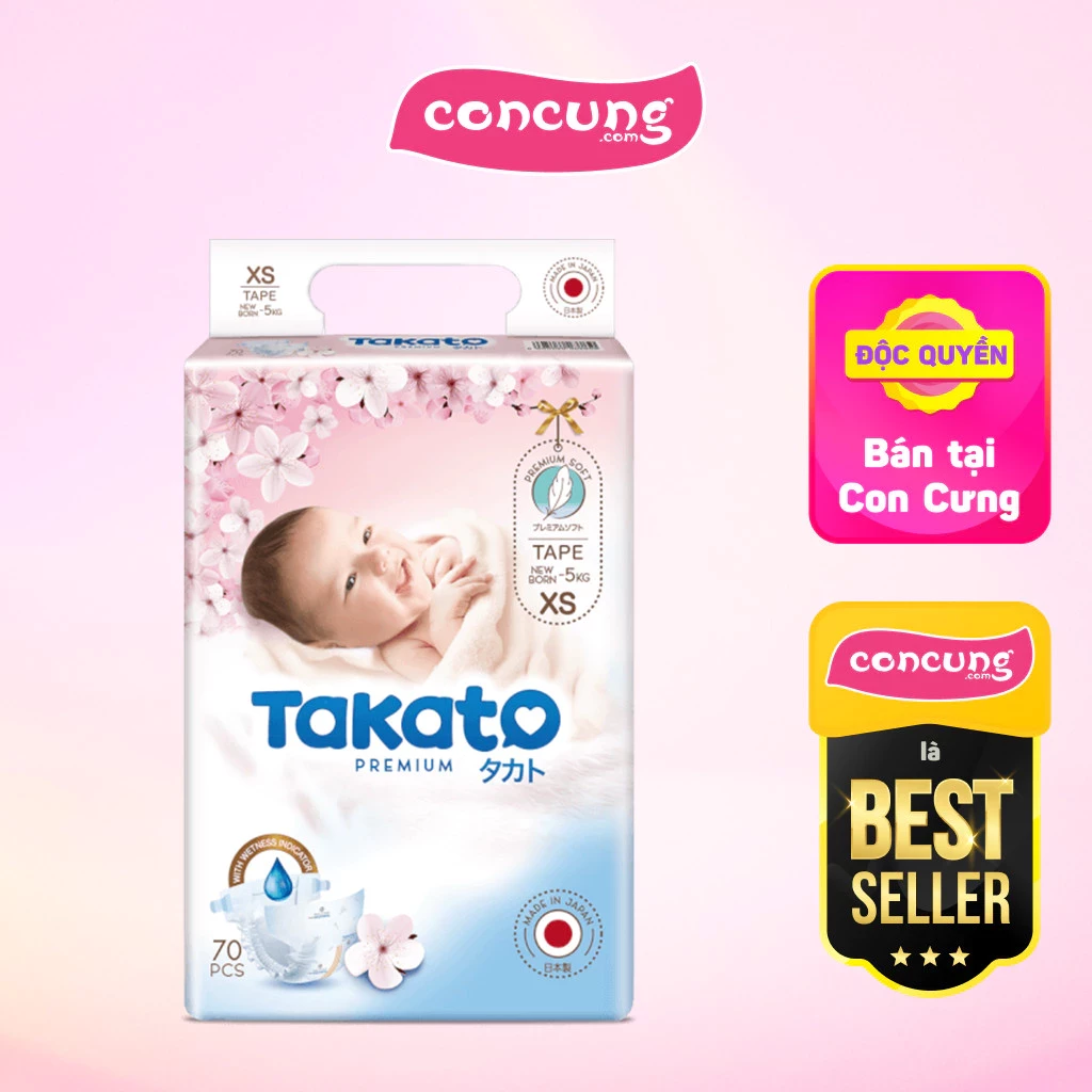Tã dán Nhật Bản Takato siêu mềm mại (XS, 70 miếng)