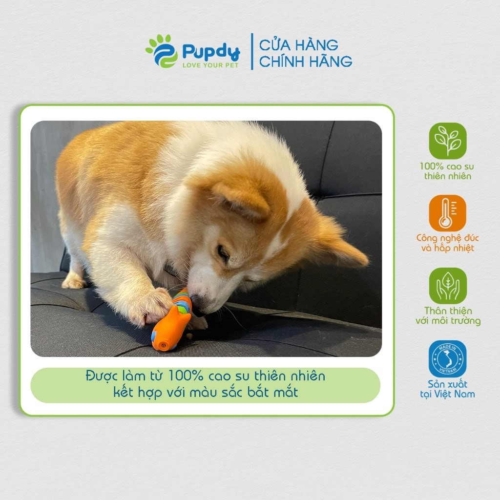Đồ chơi cao su thiên nhiên cho chó mèo - Pupdy Cá Thần Đại Dương (Chewy Fish)
