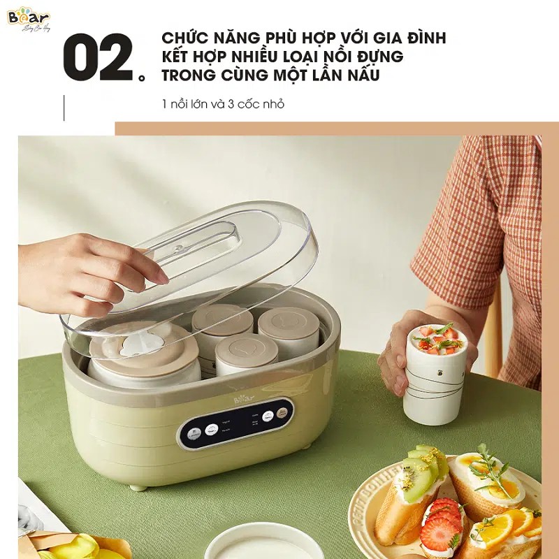 Máy làm sữa chua 1.7L Bear SB-SC10C (SNJ-C10P2), Đa Chức Năng Lên Men Tự Động,Chính Hãng,BH 18 Tháng