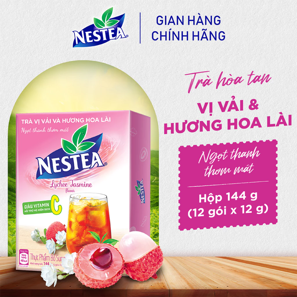 Combo 2 Hộp trà NESTEA - VỊ VẢI & HƯƠNG HOA LÀI (2*12 gói)