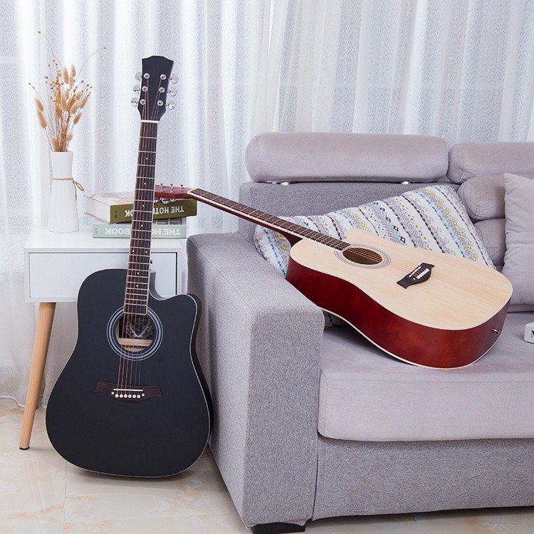 Đàn guitar acoustic dành cho người mới tập chơi， 18 phím âm， Khẩu âm thanh tự nhiên và chân thật, có độ bền cao, dễ dàng