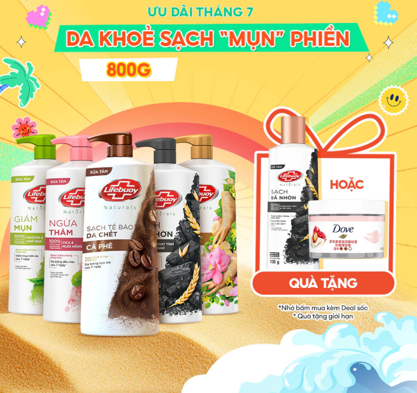 Sữa Tắm Lifebuoy 800gr Detox Và Sạch Sâu Khỏi Bụi Mịn Pm2.5 Detox 100% Từ Thiên Nhiên Diệt Khuẩn