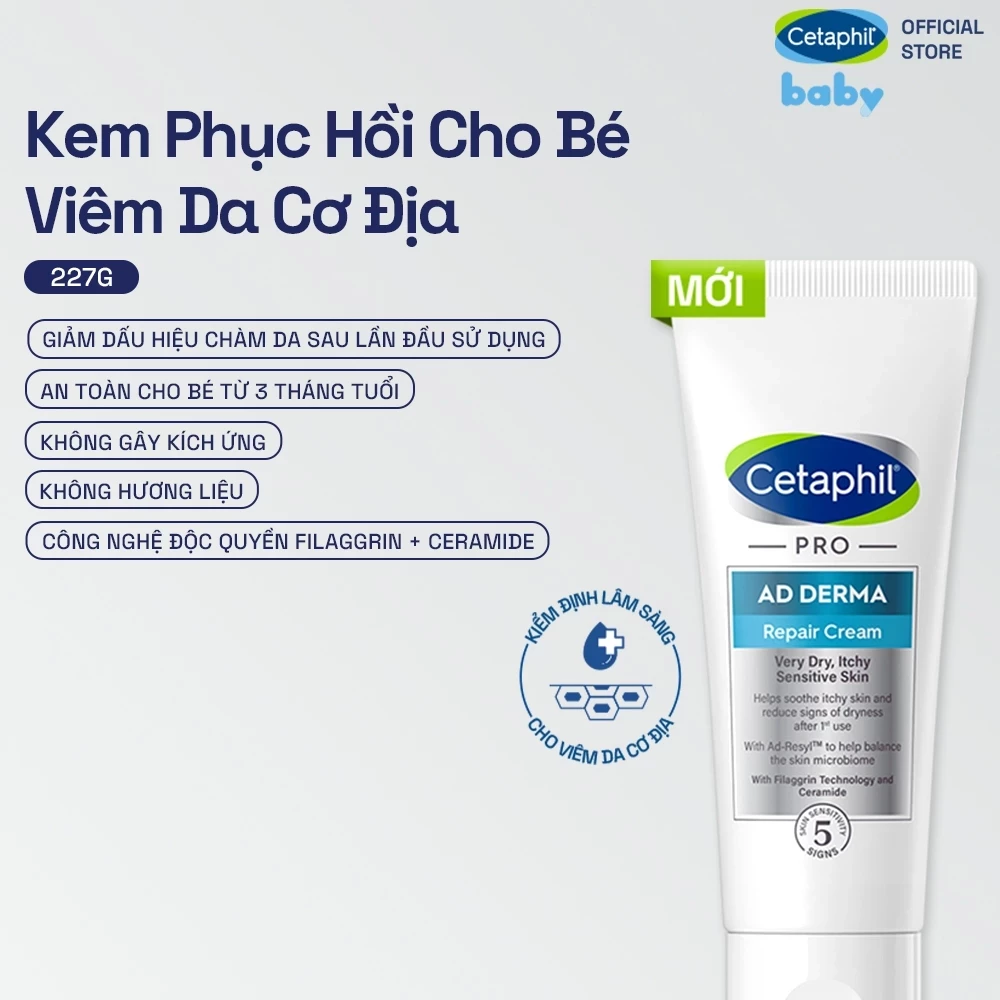 Kem làm dịu và phục hồi cho da chàm, viêm da cơ địa CETAPHIL PRO AD DERMA REPAIR CREAM 227g