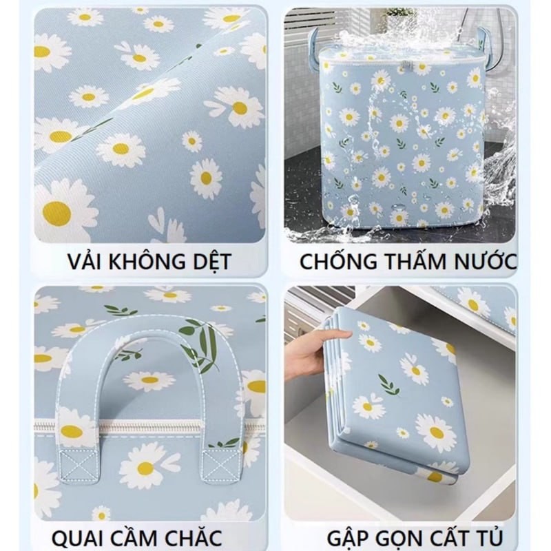 Giỏ đựng quần áo bằng vải chống nước (100L,140L ,180L),túi đựng chăn màn đa năng, có thể gấp gọn, giỏ cất trữ trang trí