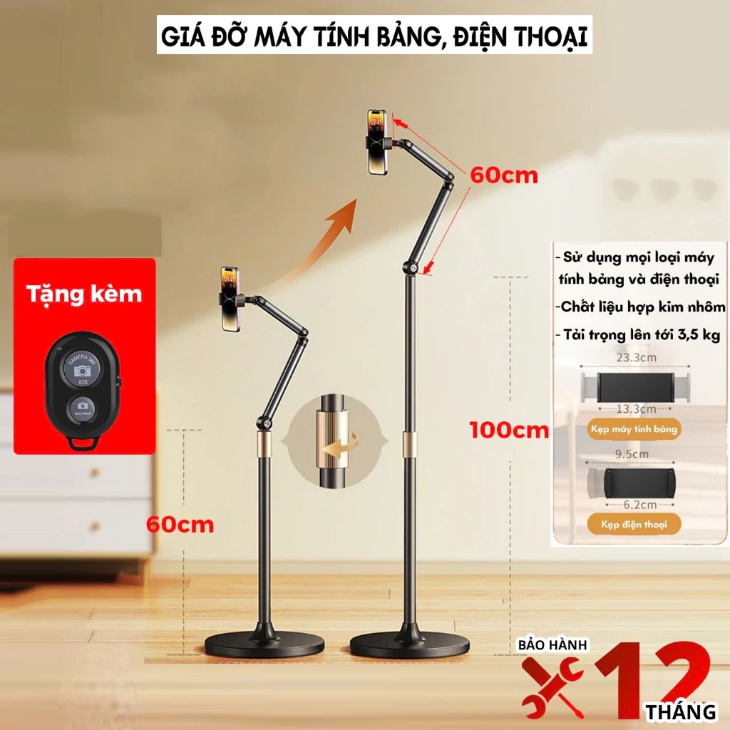 Giá Đỡ Điện Thoại IPAD L58 Xoay 360 Độ - Giá đỡ hỗ trợ xem phim, quay video, livetream - Chất Liệu Kim Loại